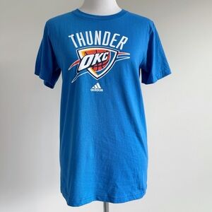 Adidas OKC Oklahoma City Thunder T-Shirt Mens Small Shirt Blue Orange NBA Gift